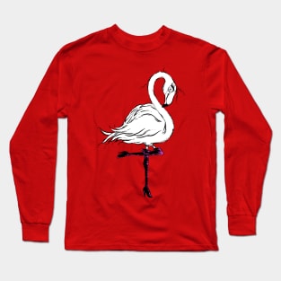 Cute Little Flamingo in Chic Knee High Boots Long Sleeve T-Shirt